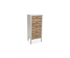Versa 21080091 Comoda 5 Cajones Zen, Madera de Pino de Nueva Zelanda y MDF, Blanco/marrón, 105,5 x 35 x 47 cm