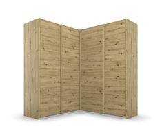 Rauch Möbel Quadra Armario de Esquina de Puertas suspendidas, Madera de ingeniería, Roble Artisan, 181x210x187