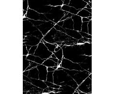 MANI TEXTILE TPS_MARB_BLAN_120 Alfombra, Poliéster, Blanco Negro Gris, X_180_cm