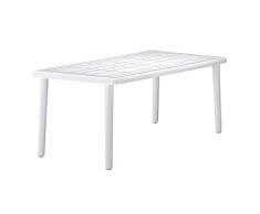 RESOL Sevilla Mesa Jardín Comedor Exterior 180x90 Rectangular | 6 ó 8 Personas | Ligera, con Agujero Central para Sombrilla | Protección UV para Uso en Patio, Terraza o Porche - Color Blanco