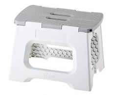 Vigar - Taburete Plegable - Modelo Compact - 32 x 26 x 23 cm - 80% Plástico Reciclado - Ideal Cocina, Baño y Camping - Gris