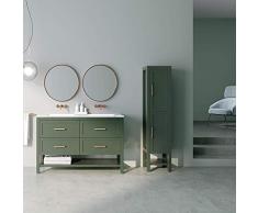 Randalsa Olive 4 Cajones Baño Vanidad Gabinete con Cerámica Fregadero, 120 cm Anchura x 88.5 cm Altura x 45 cm Profundidad, Mate Verde
