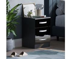 Marca Amazon - Movian, Cómoda de 3 cajones con Tiradores y guías de Metal, Soporte único antiarqueo, Muebles de Dormitorio, Negro, 56 x 40 x 36 cm