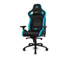 DRIFT GAMING Silla DR600 -DR600BL - Silla Profesional, Polipiel, reposabrazos 4D, pistón Clase 4, Mecanismo Frog, inclinación, Giro, Bloqueo, cojín Lumbar/Cervical, Color Negro/Azul
