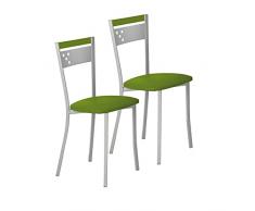 ASTIMESA Dos Sillas de Cocina Metálica Respaldo y Asiento Verde
