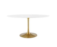 Modway EEI-2021-WHI Lippa Mid-Century Modern Artificial Marble - Mesa Ovalada con Pedestal (48), Color Blanco