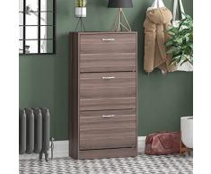 Vida Designs - 3 cajones, zapatero armario organizador, muebles desplegables, muebles de madera, nogal