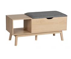 WENKO Compartimento de Almacenamiento Edda, Banco Zapatero con Asiento Acolchado, Madera Plástico, Beige, 100 x 45 x 40 cm