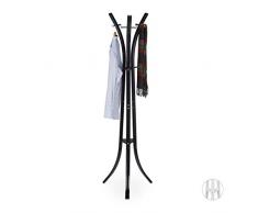 Relaxdays Perchero Pie para Chaquetas y Abrigos, Metal, Negro