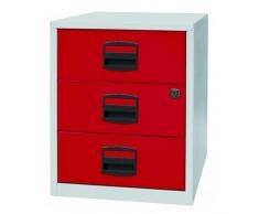 Bisley Home móvil Armario Auxiliar PFA, 3 Universal cajones, Metal, 506 Cuerpo Luz Gris, Frente de Cardenal Rojo, 40 x 41.3 x 52.8 cm