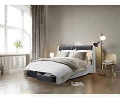 IMAGINA - Cama con cajones de Piel sintética, Color Blanco y Negro, 140 x 190 cm