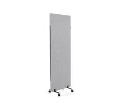 hjh OFFICE 891004 Tabique acústico FLEXMIUT 177 x 60 cm, Separador de Espacios, Panel Central con Ruedas y Deslizadores, Tejido Gris Claro