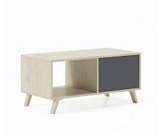 Skraut Home | Mesa de Centro | 45 x 92 x 50 cm | Mesa Baja Ideal para Salón o Comedor | Modelo Wind | Madera Resistente | Mueble Auxiliar | Acabado Puccini/Gris