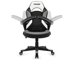 Intimate WM Heart Silla Gaming, Racing Silla Gamer Ergonómica, Silla de Giratoria en 360°, Silla de Oficina con Reposabrazos Ajustables en Múltiples Direcciones (Gris)