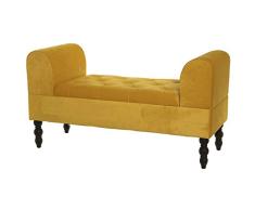 DRW Banqueta pie de Cama de Madera y Tela Mostaza 120x48x46cm