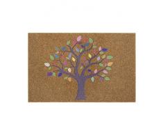 Hanse Home Felpudo de Aspecto de Coco con Suelo Antideslizante de PVC, Alfombrilla para Puerta, Alfombrilla de Entrada para Interior y Exterior, Varios diseños, 45 x 70 cm, Color: árbol Multicolor