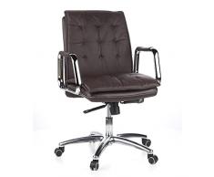 hjh OFFICE 600934 silla ejecutiva VILLA 10 cuero napa marrón oscuro silla de oficina alta gama