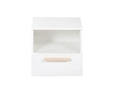 Roba Clara - Mesita de Noche (1 cajón, 1 Compartimiento Abierto, Mango de Madera de Haya, para habitación Infantil y Juvenil), Color Blanco