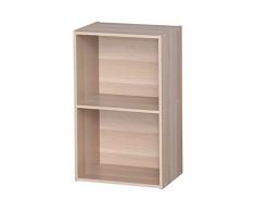 Iris Ohyama, Armadietto, Libreria, Armadietto con 2 Ripiani, Grande Capacità, Multifunzionale, Robusto Ufficio, Camera da Letto, Soggiorno - Rack Base per Ufficio CX-2FN - Marrone Chiaro
