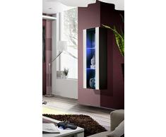 ASM Petit mobilier Vitrina LED - 2 estantes - Blanco y Negro