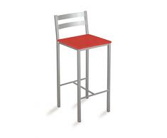 ASTIMESA Taburete Alto de Cocina con Franjas horizontales Asiento 70 cms Polipiel Rojo