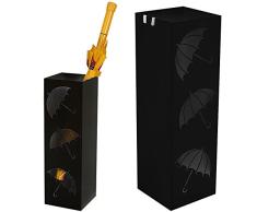 BAKAJI 8050534664898 Paragüero de Hierro de diseño con Bandeja antigoteo y Ganchos para Paraguas Plegables, 49 x 15,5 cm, Metal, Negro