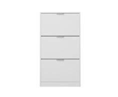 Homey Blanco Zapatero con 3 Puertas, Mueble para Zapatos Estrecho, Modelo Alais, Acabado en Color, Madera, 111,5 cm (Alto) x 60 cm (Ancho) x 25 cm (Fondo)