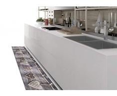 BIANCHERIAWEB Alfombra de Cocina Antideslizante Gris, 50 x 115 cm, Modelo Corsia para Cocina, Fabricada en Italia, con impresión Digital de Corazones, Recortable con Tejido antideshilachado