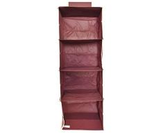 Organizador Armario 30 x 30 x 84 cm, con 4 estantes, Ahorra Espacio portatodo para Colgar para magliones, Camisetas, Zapatos, Bolsos - Rojo - House Collection