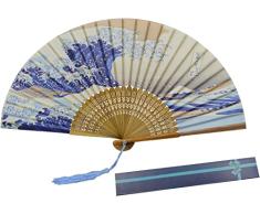 Egooesam japonés Kanagawa Sea Wave abanicos Bolsillos con Caja Regalo decoración de Pared Boda Disfraz Teatro, Talla única