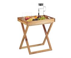 Relaxdays Mesa Auxiliar Plegable con Bandeja Extraíble, Mesita Sofá, Café, Madera Nogal, 1 Ud, 54 x 52 x 36 cm, Marrón