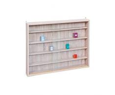 Inter Link Vitrina de coleccionista, estante de cristal, vitrina de pared, estante colgante, tablero de fibra de densidad media MDF, madera de imitación roble Sonoma