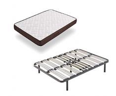 HOGAR24 ES Cama Completa - Colchón Viscobrown Reversible + Somier Multiláminas + 5 Patas de 32cm, 120x190 cm