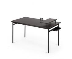 ZINUS Tresa 140 נ75 cm, escritorio negro de metal con almacenamiento y soporte para monitor, Escritorio con acabado espresso, Mesa para ordenador, Montaje sencillo