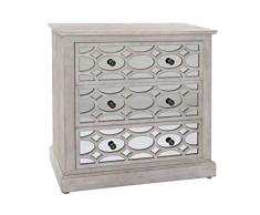 DRW Comoda con 3 Cajones de MDF con Espejo en Beige 80x40x81,5cm