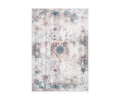 Alfombra Vintage Ornamnete Diseño Desteñido Oriental Patrón Crema Blanca Azul - 170cm x 240cm