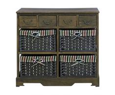 Rebecca Mobili Cajonera marrón, Mueble con 8 cajones, Madera Mimbre, marrón, Estilo rústico, para Entrada baño - Medidas: 66 x 72 x 30 cm (AxANxF) - Art. RE4269