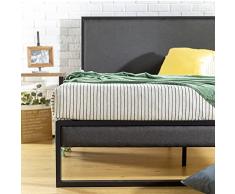 ZINUS Christina 36 cm Bastidor de cama con plataforma y cabecero tapizado, somier de listones de madera, fácil montaje, 135 x 190 cm, gris