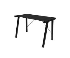 Marca Amazon - Tyson Escritorio, tablero de cristal negro y base negra de metal, P 65 x W 125 x H 77. 5cm