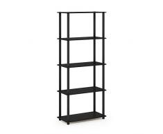 Furinno Estante De Exhibición Multipropósito De 5 Niveles De Giro Y Tubo, Espresso / Negro