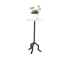 Penguin Home Side Table Mesa Auxiliar, Mármol y Hierro, Blanco y Negro, 30.5x30.5x61cm