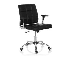 hjh OFFICE 719000 Silla de Oficina Ernesto Piel sintética Negro, Silla de Escritorio con reposabrazos, Silla giratoria para computadora