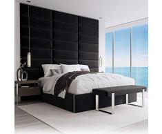VANT Tapizado Cabecero - Paneles de Pared de Acento - Paquetes 4 - Fácil instalar - Cama individual Twin Talla(Terciopelo de Felpa Negro, 91cm Ancho)