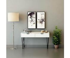 Homemania Tabla Consola Enora con Cajones, Aglomerado Melamínico, Metal, Blanco, Negro, 120 x 40 x 67 cm