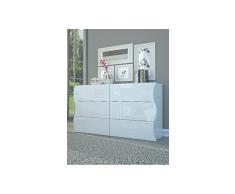 Homemania Cómoda Onda con Cajones, Tablero de Aglomerado de Melamina, Blanco, 155.1 x 40 x 81.8 cm