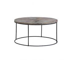 PÄRUMM Mesa de Centro de Madera de Olmo Reciclado y Hierro. Sere Nege, 45 x 90 x 90