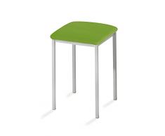 ASTIMESA Dos Taburetes de Cocina Modelo Cuadrado Polipiel Verde Estructura de Metal Blanco