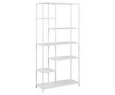 AC Design Furniture Norbert - Estantería Doble asimétrica (6 estantes, 79,5 x 165 x 30 cm, Metal, 1 Unidad), Color Blanco