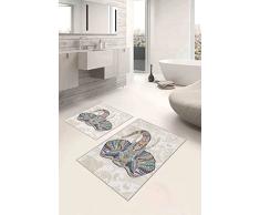 Questo Casa, Base Decorativa, Antideslizante, Juego de tapete de baño Delgado Moderno Lavable de 2 Piezas, Rectangular, Alfombra de baño, Alfombra de baño, 0.9Mc, Pila:4mm, 60x100 Cm, 50x60 Cm