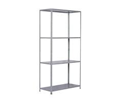 Catter House Estantería Metálica Galvanizada Nils Solid 137-70x30x137 cm con 4 Baldas de Acero Galvanizado Soporta hasta 200 kg Color Gris de Fácil Montaje